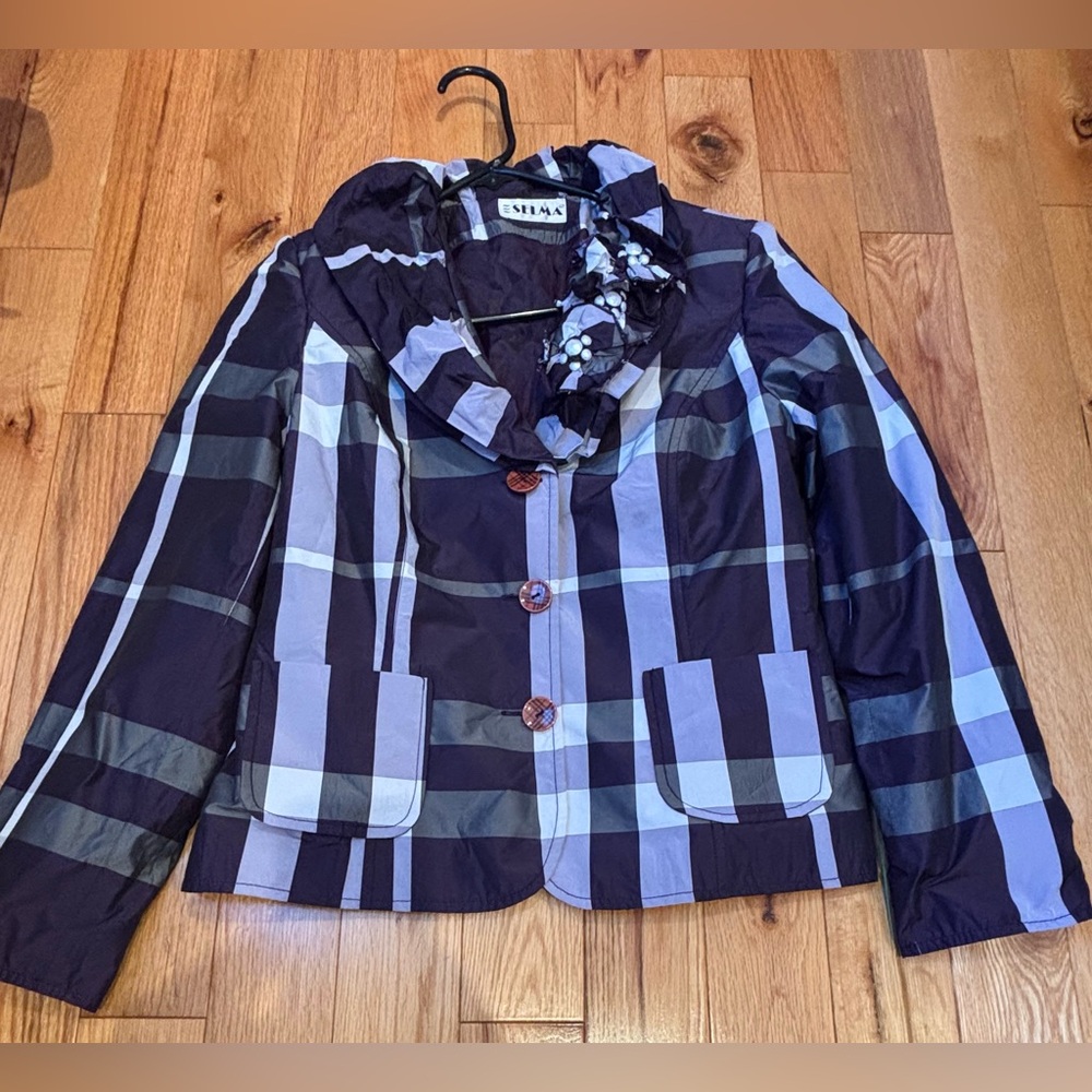 Purple and Gray Plaid Blazer